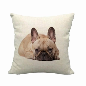 Fawn French Bulldog Lying Down Throw Cushion