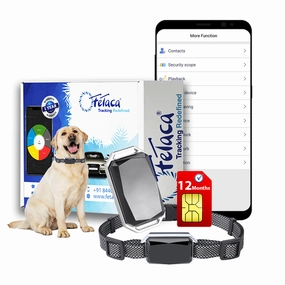 FeTaca Smart 4G Waterproof GPS Tracker & Activity with Lifetime Free Tracking & 1 Year Data SIM Subscription for Dogs & Cats (Black)