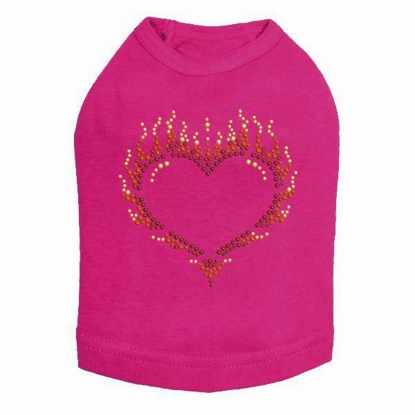Flame Heart Rhinestone Dog Tank