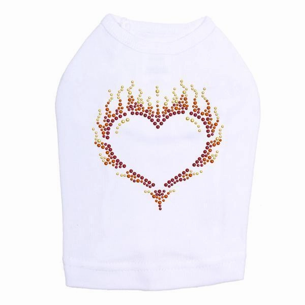 Flame Heart Rhinestone Dog Tank