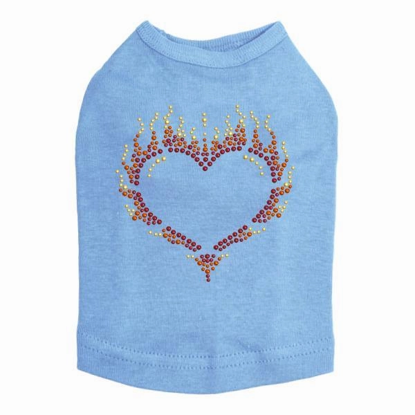 Flame Heart Rhinestone Dog Tank