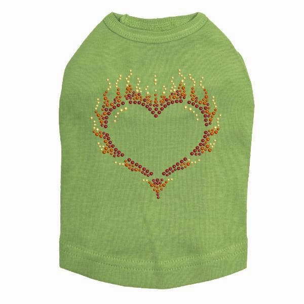 Flame Heart Rhinestone Dog Tank
