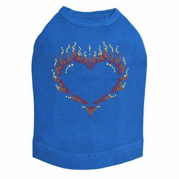 Flame Heart Rhinestone Dog Tank