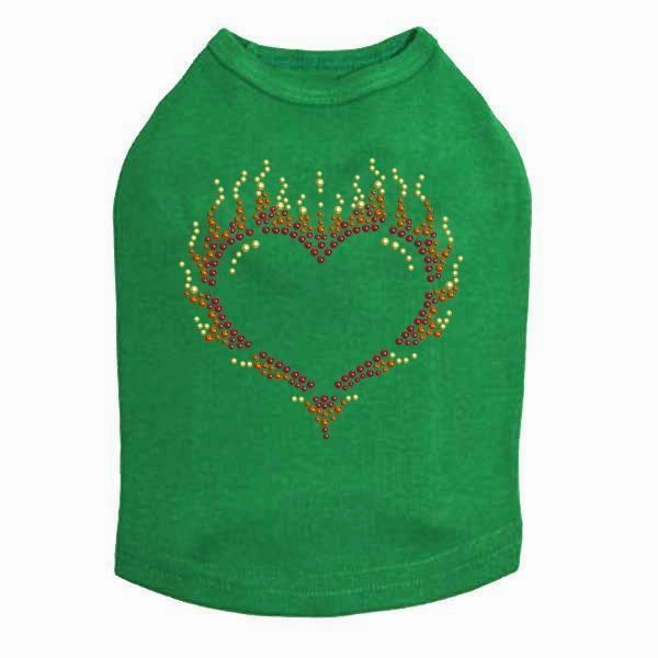 Flame Heart Rhinestone Dog Tank