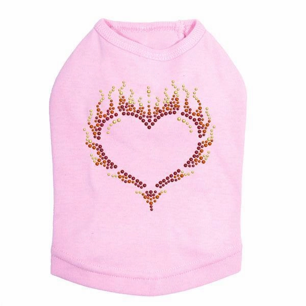 Flame Heart Rhinestone Dog Tank