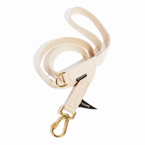 Flat Webbing Hemp Dog Leash Natural