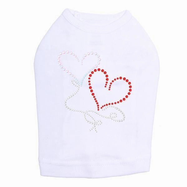 Floating Hearts Rhinestone Dog Tank