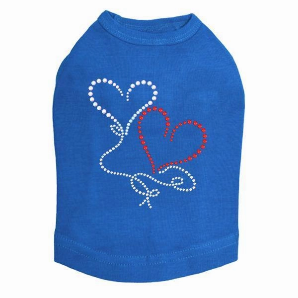 Floating Hearts Rhinestone Dog Tank