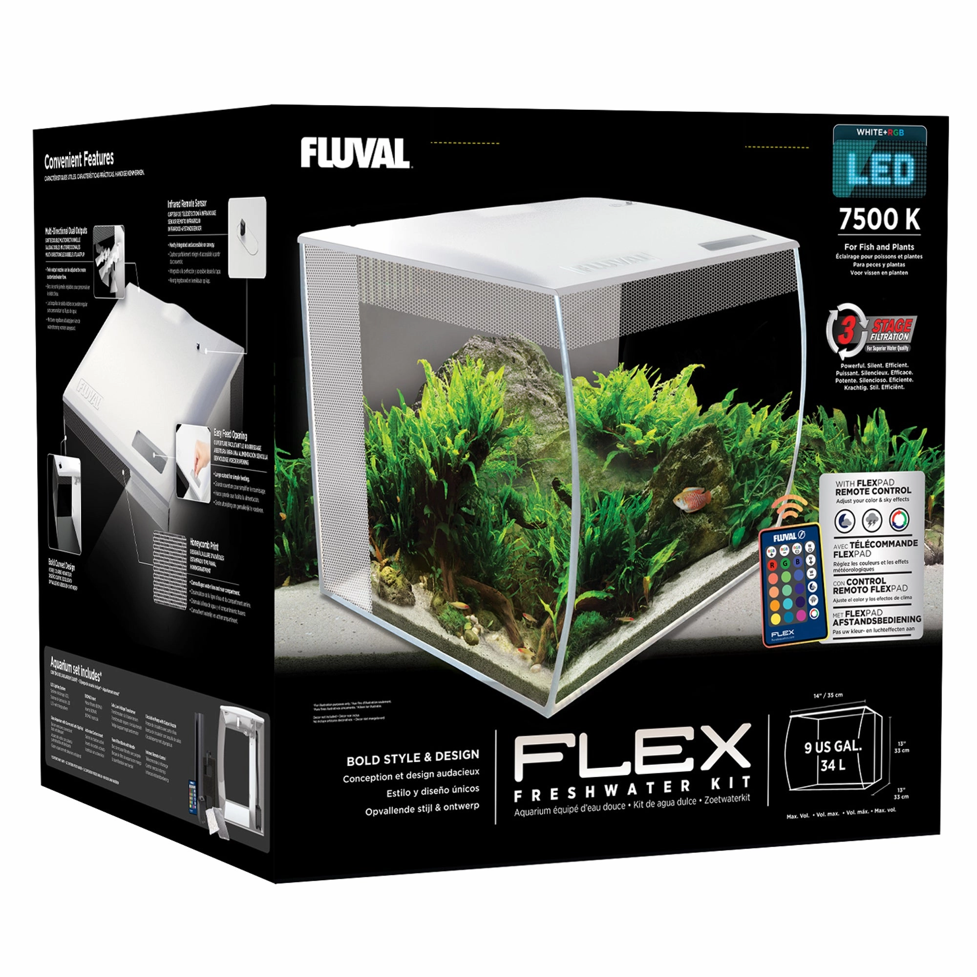 Fluval Flex 9 Aquarium Kit, White