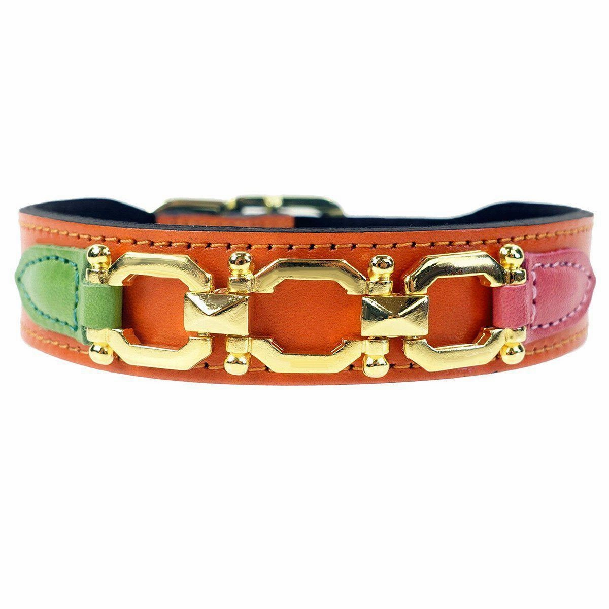 Georgia Rose Collection Dog Collar Tangerine/Pink/Green