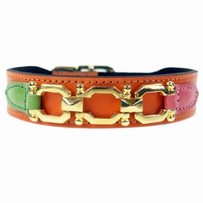 Georgia Rose Collection Dog Collar Tangerine/Pink/Green