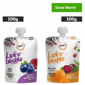 Gnawlers Yogurt Blueberry and Egg Yolk & Vegetable Lick n Likable Cat Treats Combo