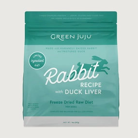 GREEN JUJU Freeze-Dried Raw Rabbit Recipe with Duck Liver for Dogs