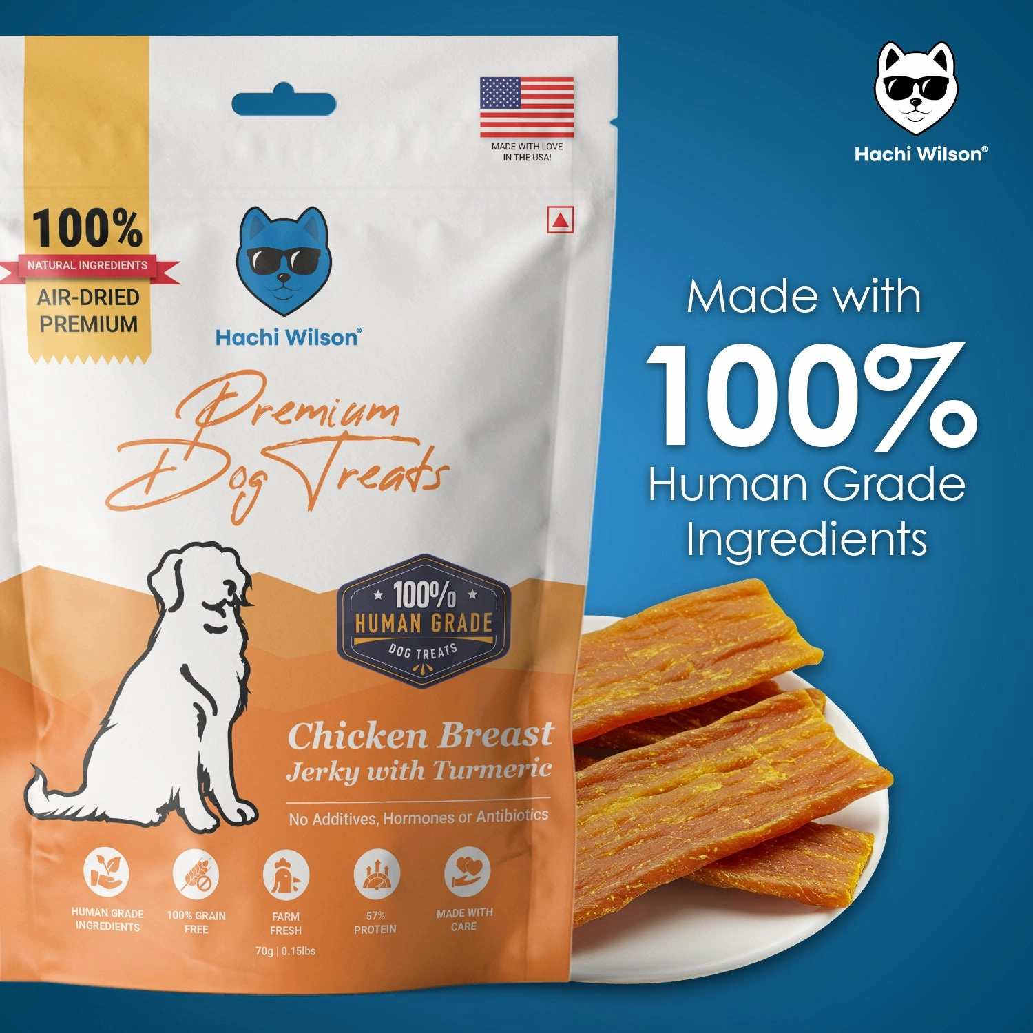 Hachi Wilson Premium Chicken Breast with Turmeric Jerky Dog Treat