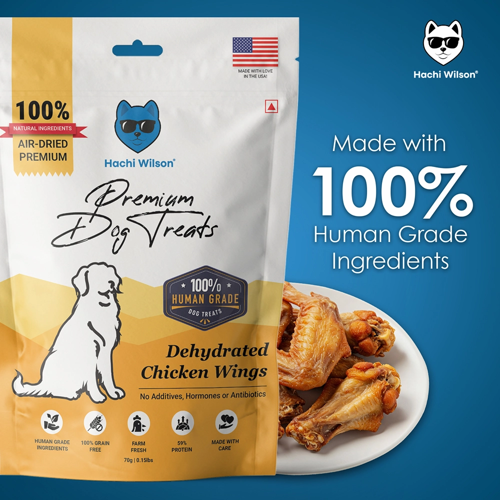 Hachi Wilson Premium Dehydrated Chicken Wings Jerky Dog Treat