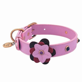 Happy Campers Purple Glass Dog Collar