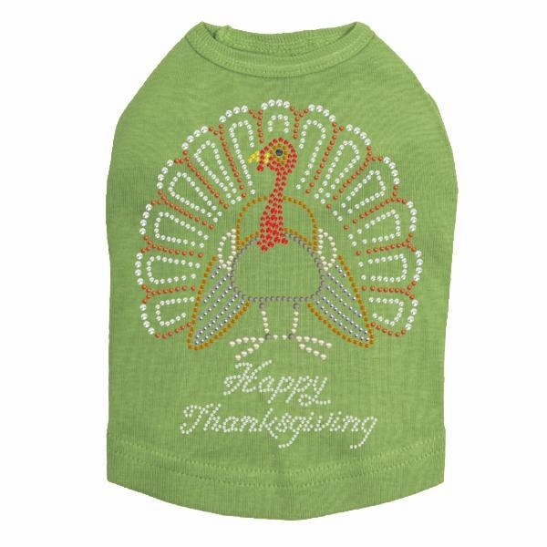 Happy Thanksgiving Turkey Rhinestone Dog Tank