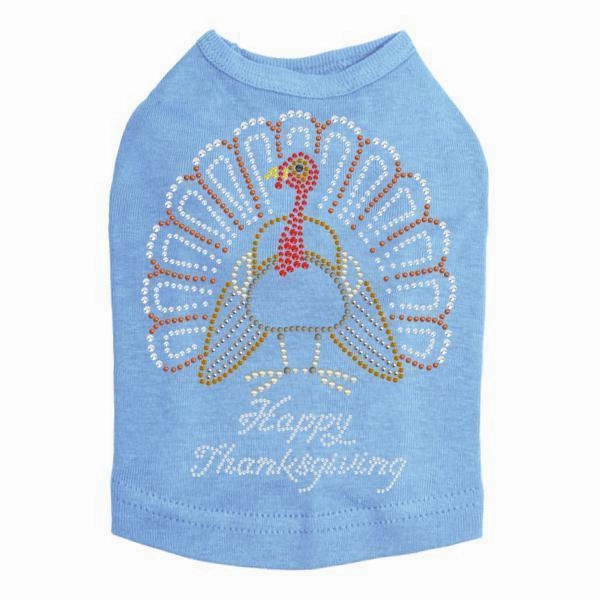Happy Thanksgiving Turkey Rhinestone Dog Tank