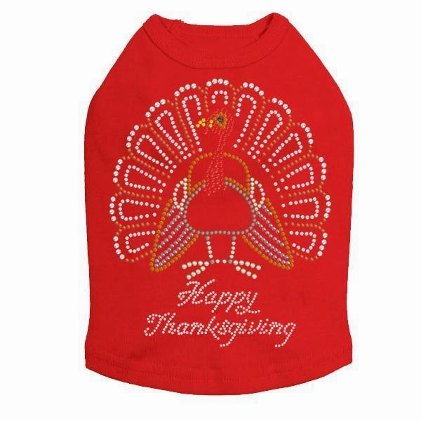 Happy Thanksgiving Turkey Rhinestone Dog Tank