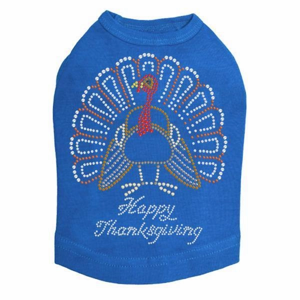 Happy Thanksgiving Turkey Rhinestone Dog Tank
