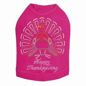 Happy Thanksgiving Turkey Rhinestone Dog Tank