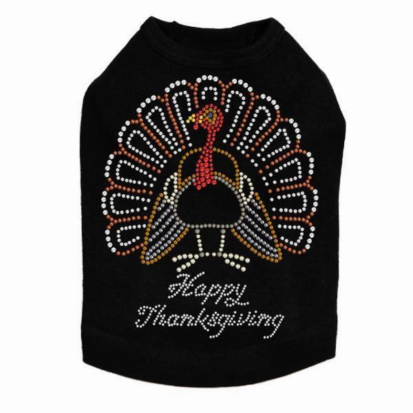 Happy Thanksgiving Turkey Rhinestone Dog Tank
