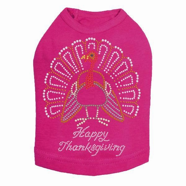 Happy Thanksgiving Turkey Rhinestone Dog Tank