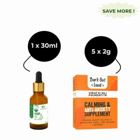 Healing Leaf Hemp Oil and Bark Out Loud Calming & Anti Anxiety Supplements for Dogs and Cats Combo