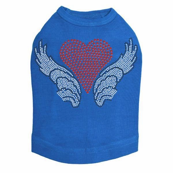 Heart With Wings #2 Rhinestone Dog Tank