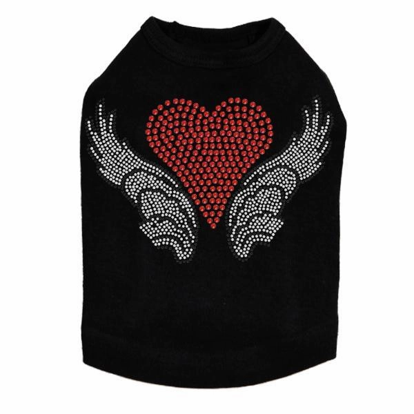 Heart With Wings #2 Rhinestone Dog Tank