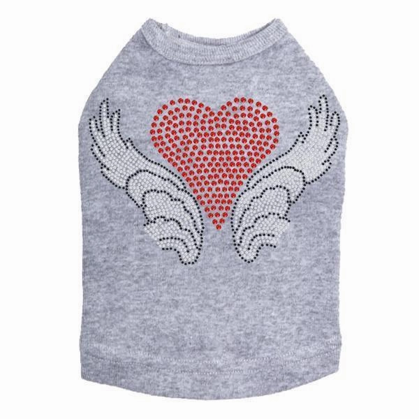 Heart With Wings #2 Rhinestone Dog Tank