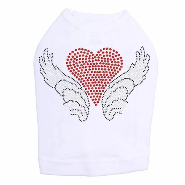 Heart With Wings #2 Rhinestone Dog Tank