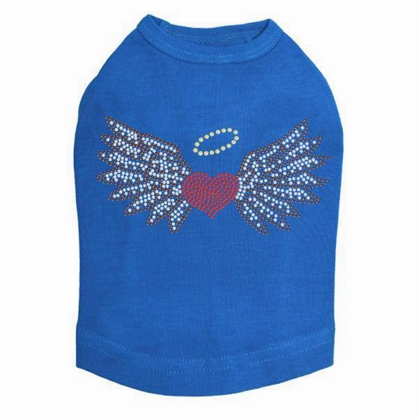Heart With Wings And Halo Rhinestone Dog Tank