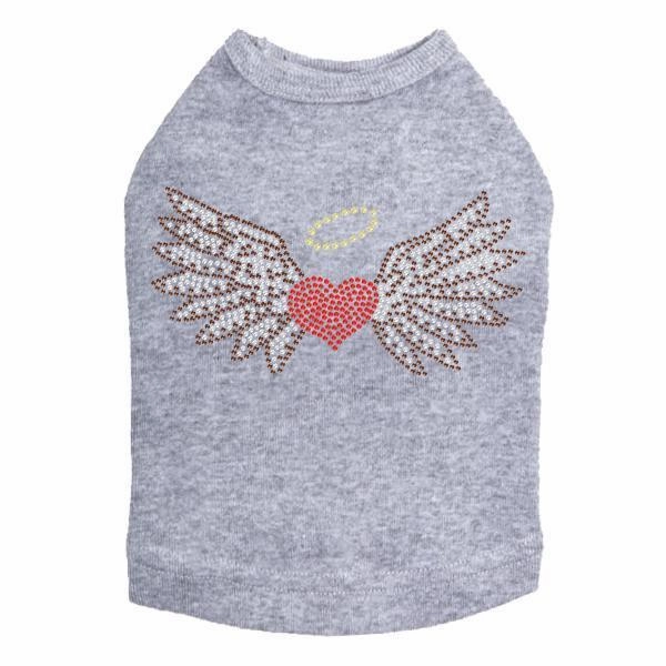 Heart With Wings And Halo Rhinestone Dog Tank