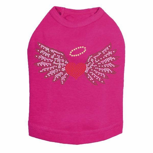 Heart With Wings And Halo Rhinestone Dog Tank