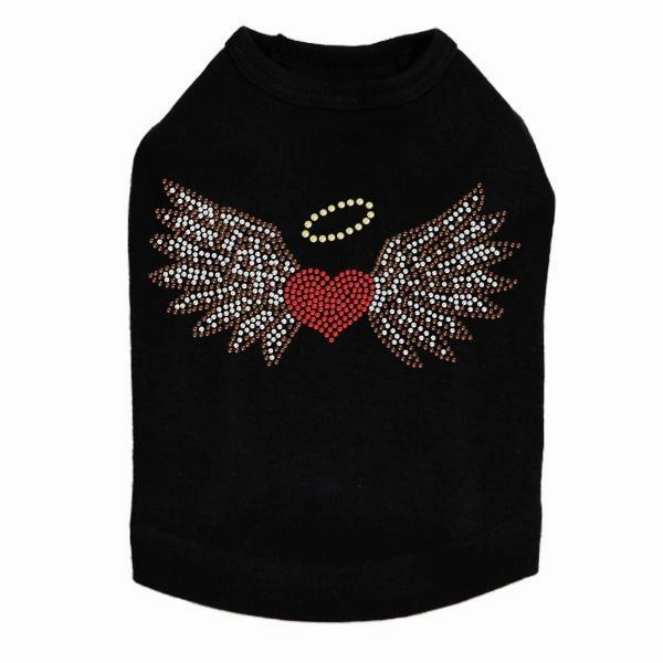 Heart With Wings And Halo Rhinestone Dog Tank