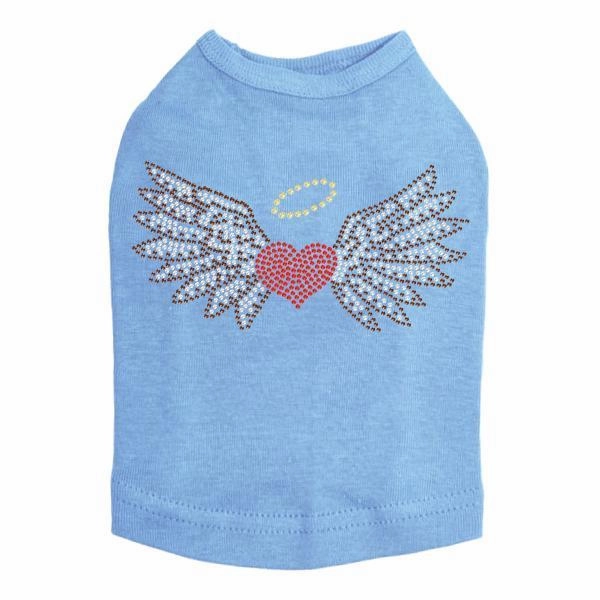 Heart With Wings And Halo Rhinestone Dog Tank