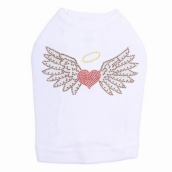 Heart With Wings And Halo Rhinestone Dog Tank