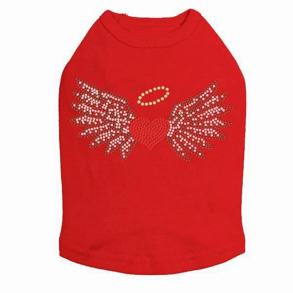 Heart With Wings And Halo Rhinestone Dog Tank