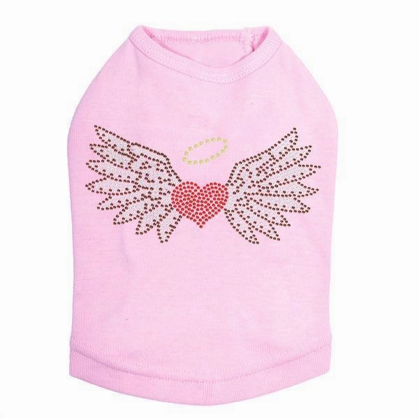 Heart With Wings And Halo Rhinestone Dog Tank