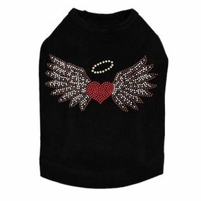Heart With Wings And Halo Rhinestone Dog Tank
