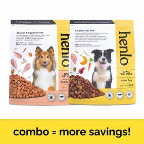 Henlo Chicken & Vegetable and Chicken & Egg Baked Dry Food for Adult Dogs Combo