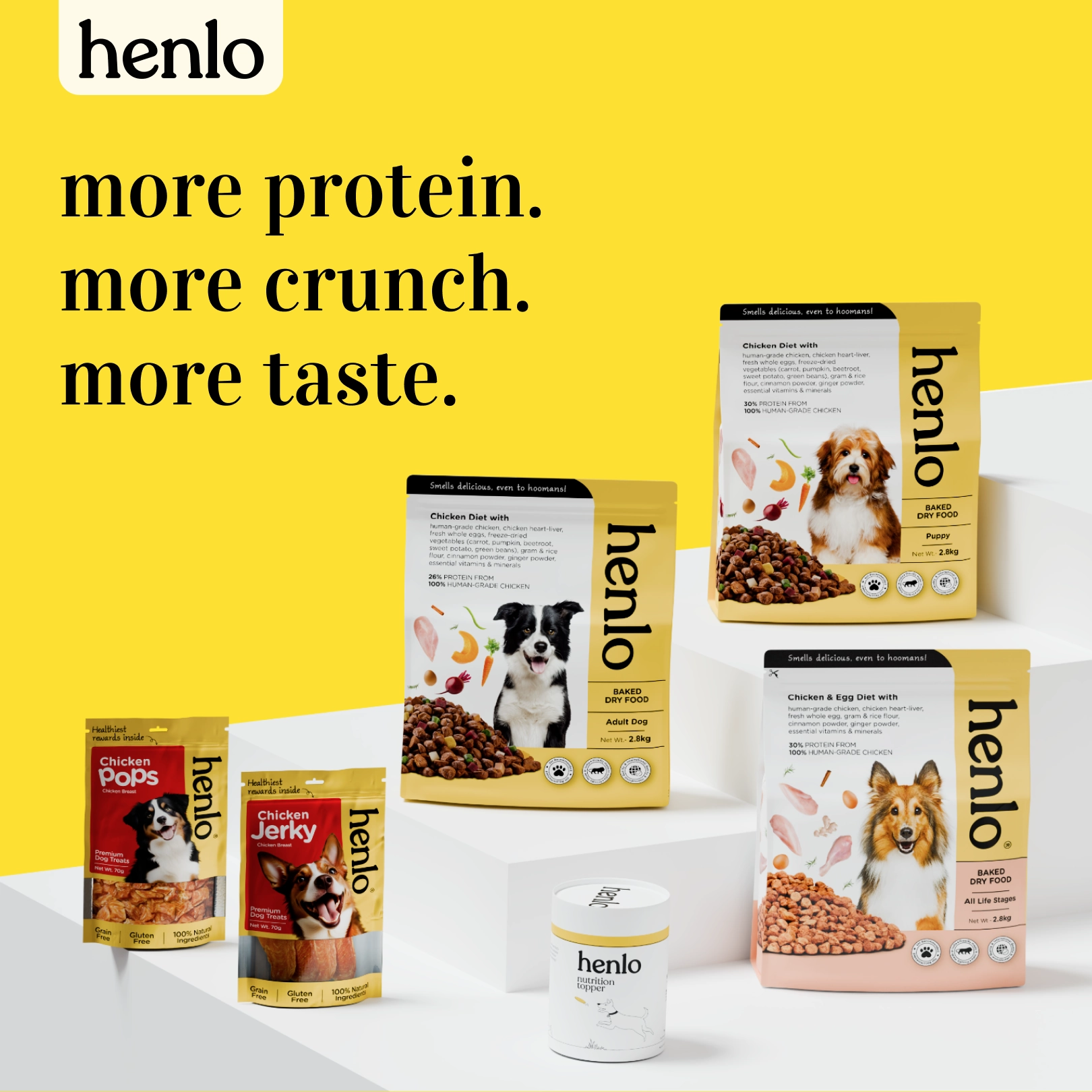 Henlo Chicken Pops High Protein Treats & Basil Orange Plush Monster Squeaky Ball Toy Dog Combo
