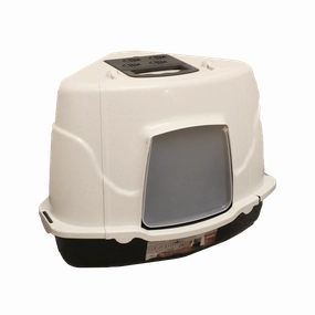 Here Kitty Hooded Easy Scoop Corner Litter Pan