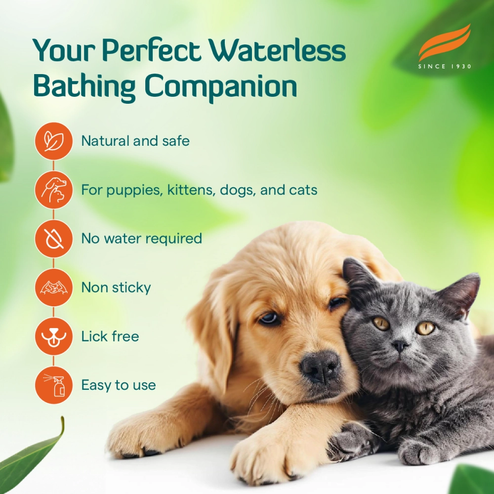Himalaya Fresh Coat No Rinse Spray & Furlicks Gut Health Supplement Dog & Cat Combo