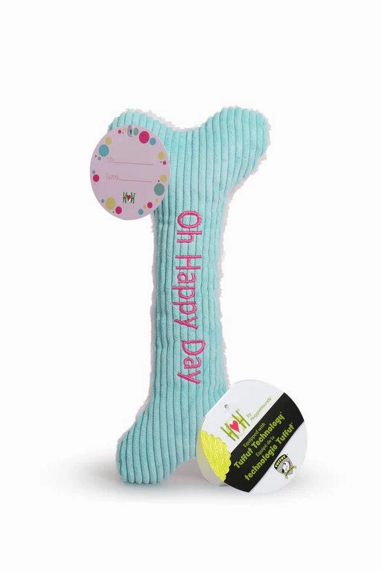 HuggleHounds Oh Happy Day Bone Dog Toy