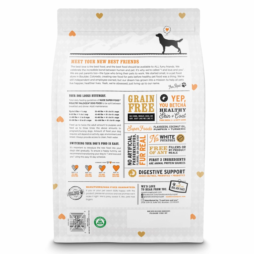 I and Love and You Grain Free Nude Super Food Poultry Palooza Dry Dog Food