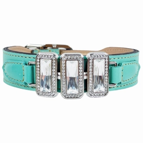 Imperial Collection Dog Collar Turquoise/Clear Crystal/Nickel