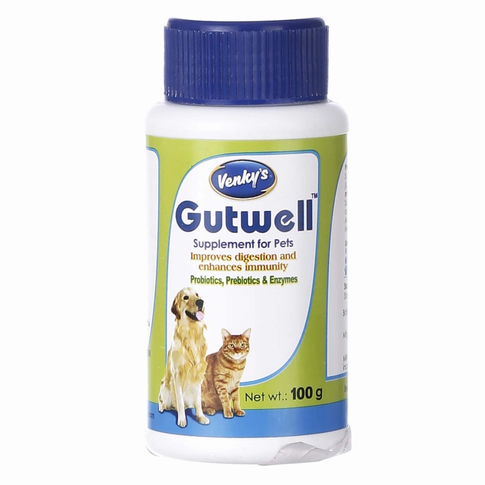 Intas Zipvit Multi Vitamin Supplement (200ml) and Venkys Gutwell Pre & Probiotics Gut Health Powder (100g) for Dogs and Cats Combo