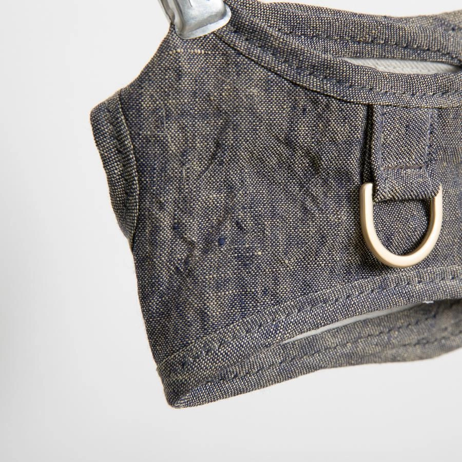 Irish Yellow Navy Linen Dog Harness Set Large